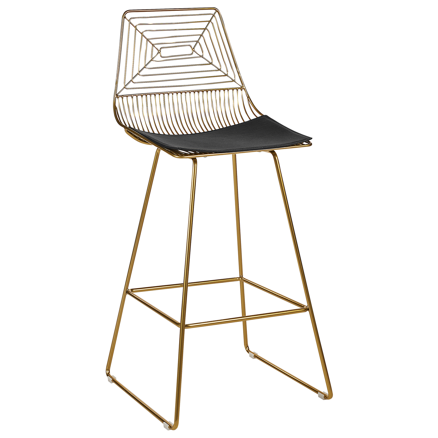 Gold Metal Dining Chairs Set of 2 With Faux Leather Seats