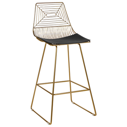 Gold Metal Dining Chairs Set of 2 With Faux Leather Seats