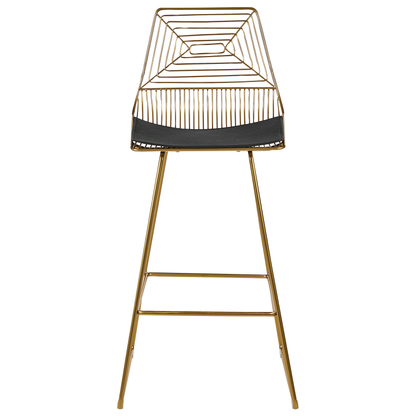 Gold Metal Dining Chairs Set of 2 With Faux Leather Seats