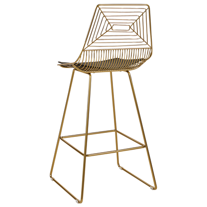 Gold Metal Dining Chairs Set of 2 With Faux Leather Seats