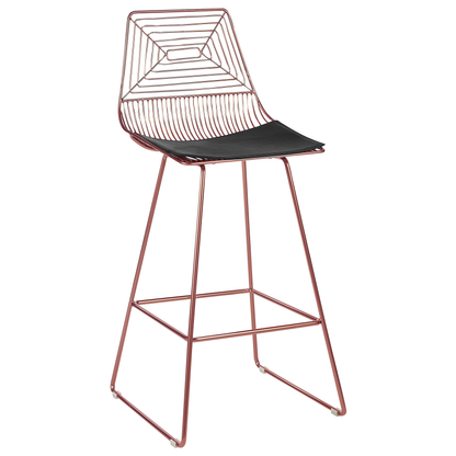 Rose Gold Metal Dining Chairs Set With Faux Leather Seat Pads