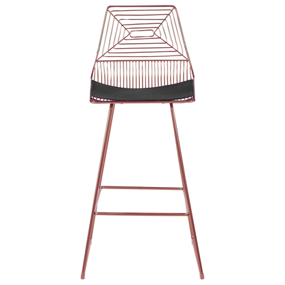 Rose Gold Metal Dining Chairs Set With Faux Leather Seat Pads