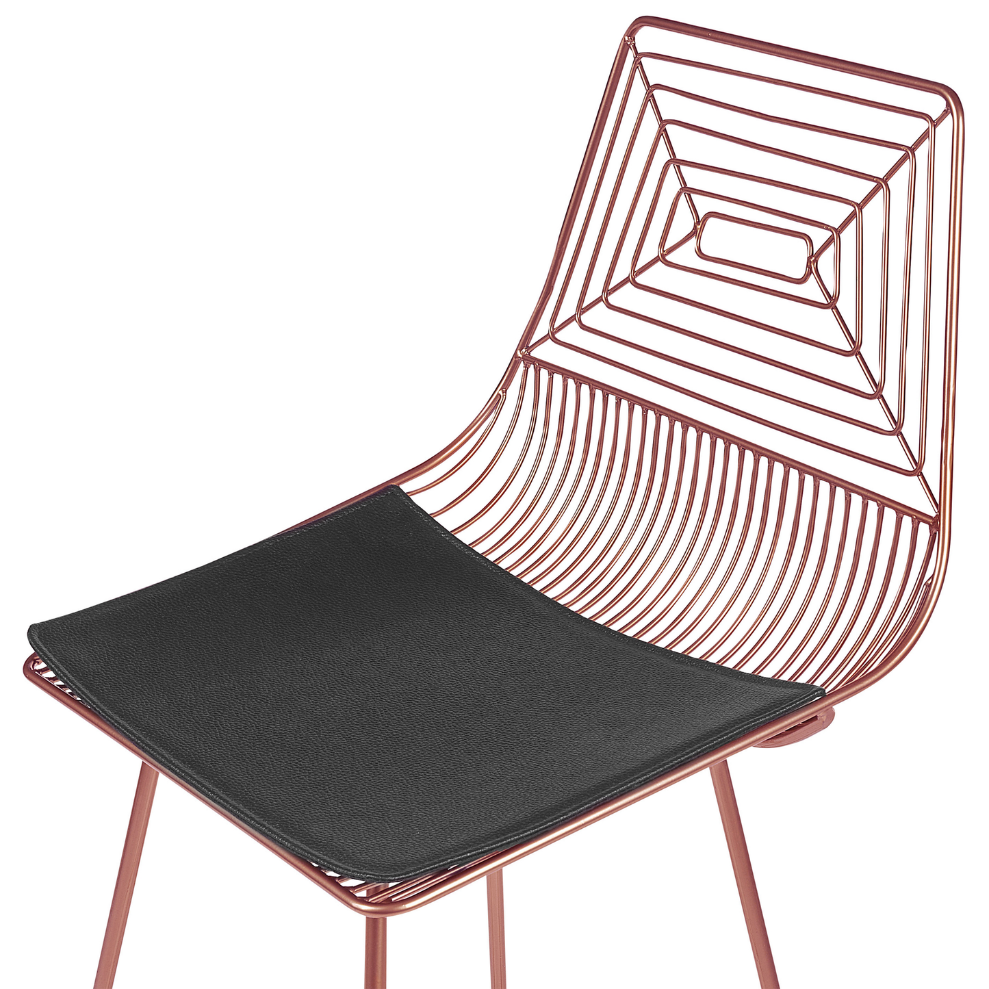 Rose Gold Metal Dining Chairs Set With Faux Leather Seat Pads