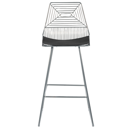 Dining Chairs Set Of 2 Silver Metal With Faux Leather Seats