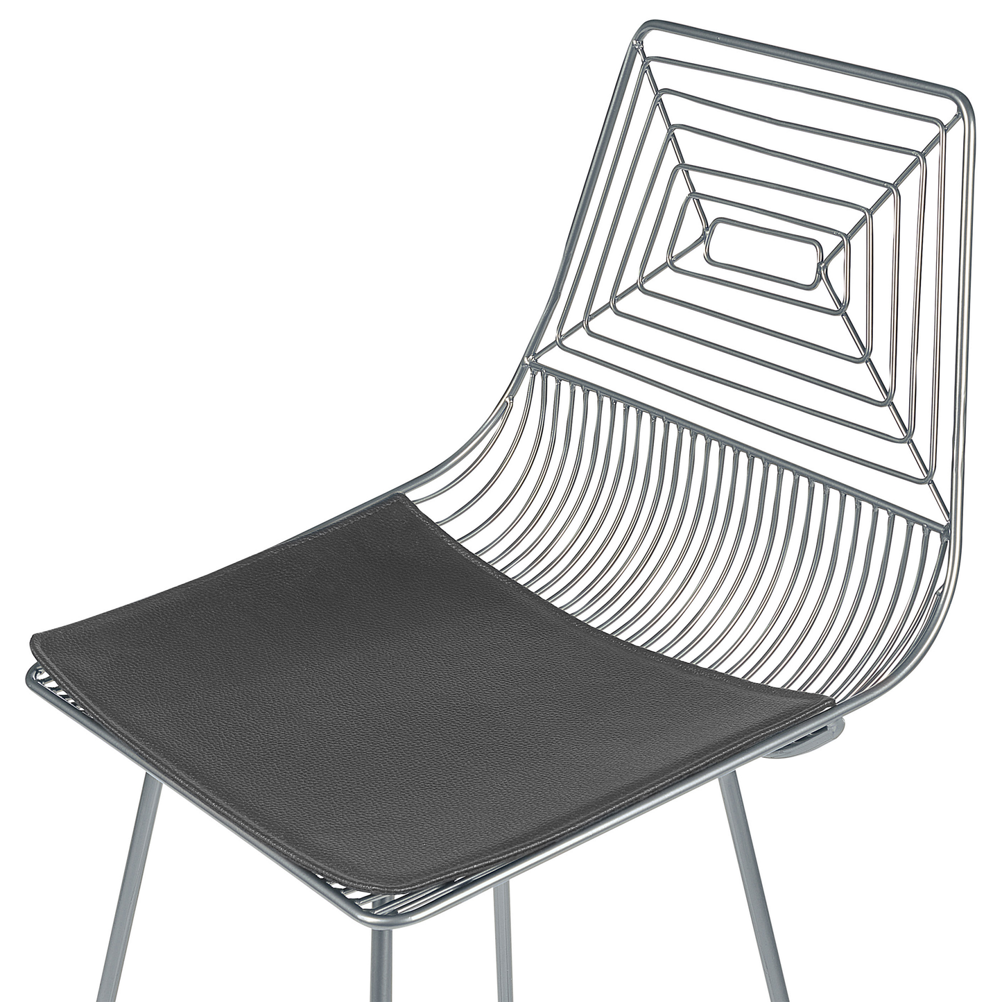 Dining Chairs Set Of 2 Silver Metal With Faux Leather Seats