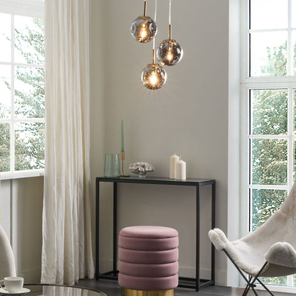 Bea 3 Light Pendant Lamp With Transparent Glass Shades Brass Iron