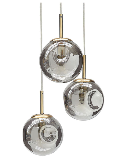 Bea 3 Light Pendant Lamp With Transparent Glass Shades Brass Iron