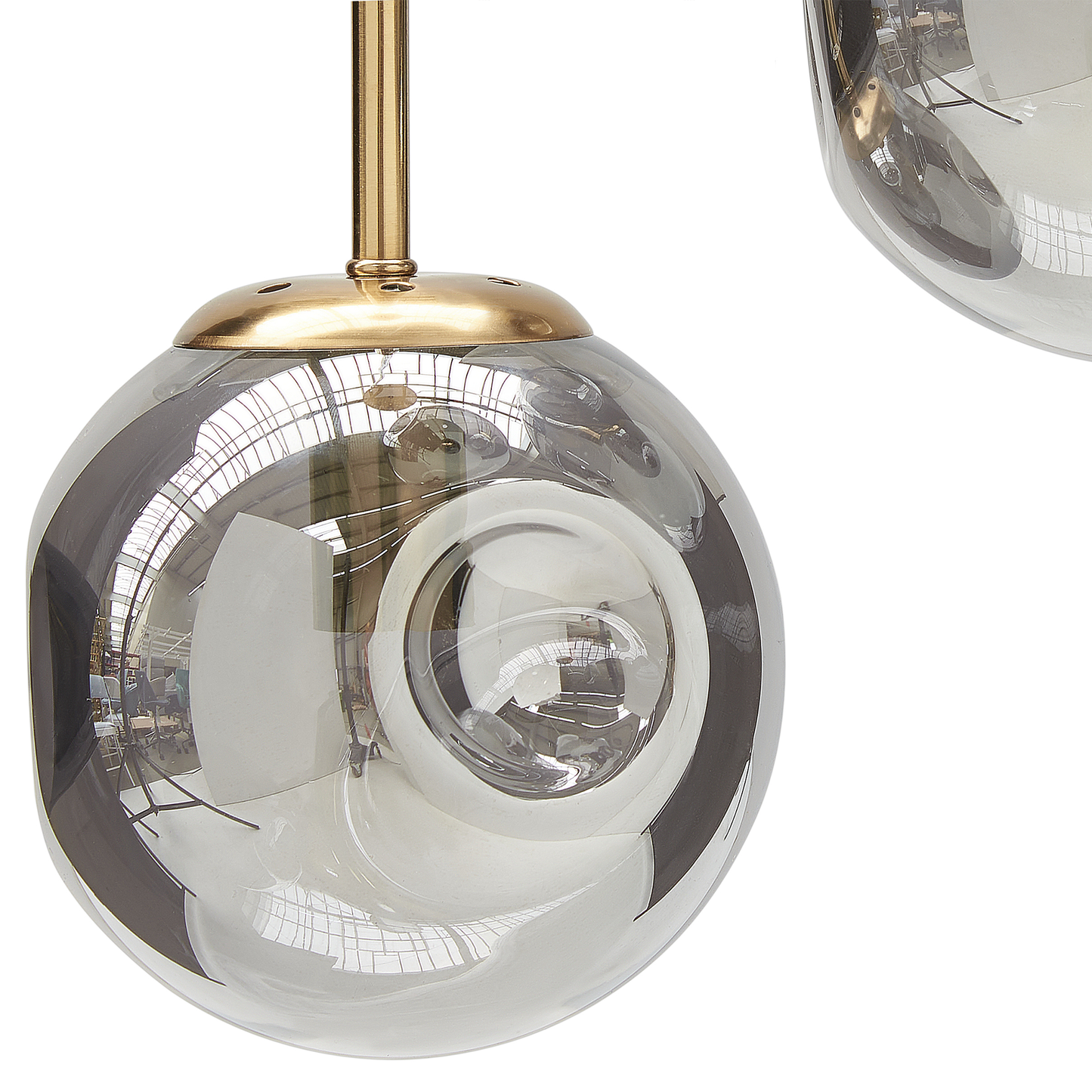 Bea 3 Light Pendant Lamp With Transparent Glass Shades Brass Iron