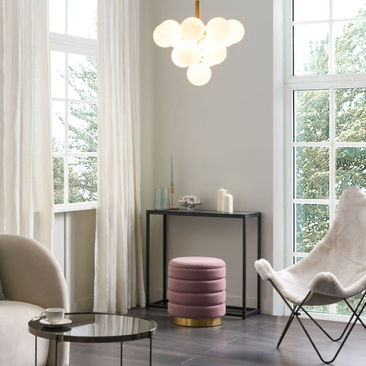 Brass Pendant Lamp 100cm 13 Light Fixture White Glass Globe Shades Glamour Finish