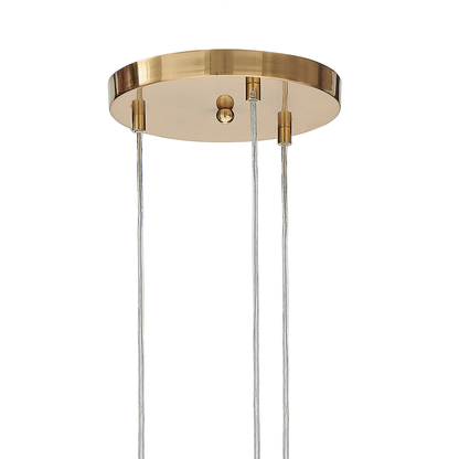Bea 3 Light Pendant Lamp With Transparent Glass Shades Brass Iron