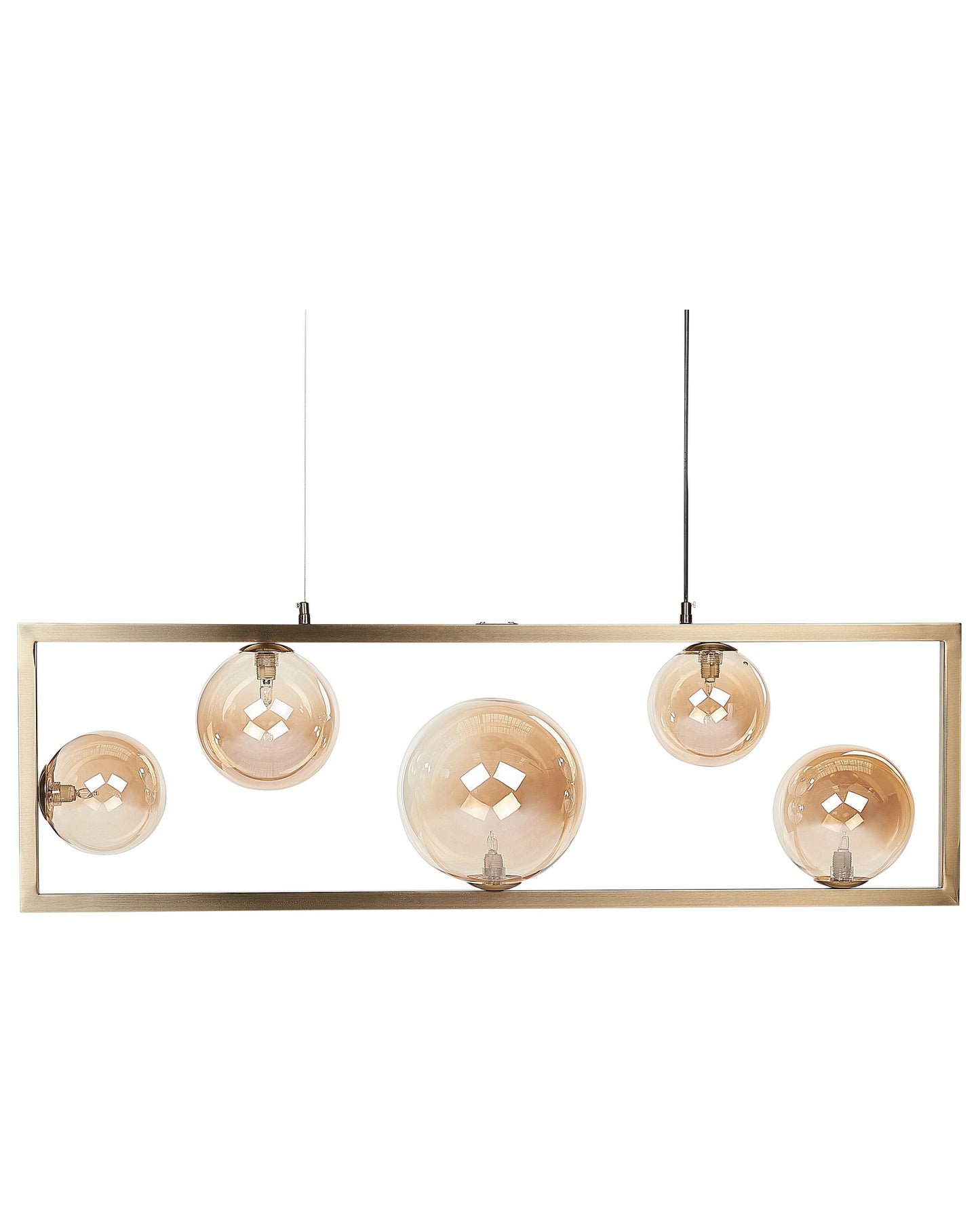 Five Light Pendant Lamp With Rectangular Frame Glam Industrial Style For Living And Dining