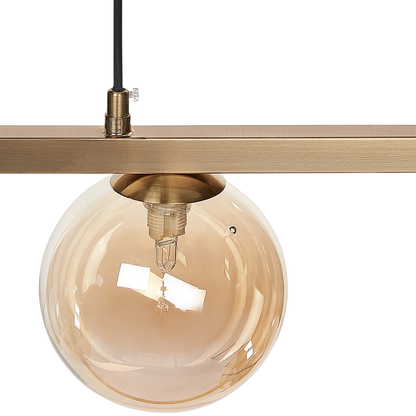 Five Light Pendant Lamp With Rectangular Frame Glam Industrial Style For Living And Dining