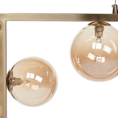 Five Light Pendant Lamp With Rectangular Frame Glam Industrial Style For Living And Dining