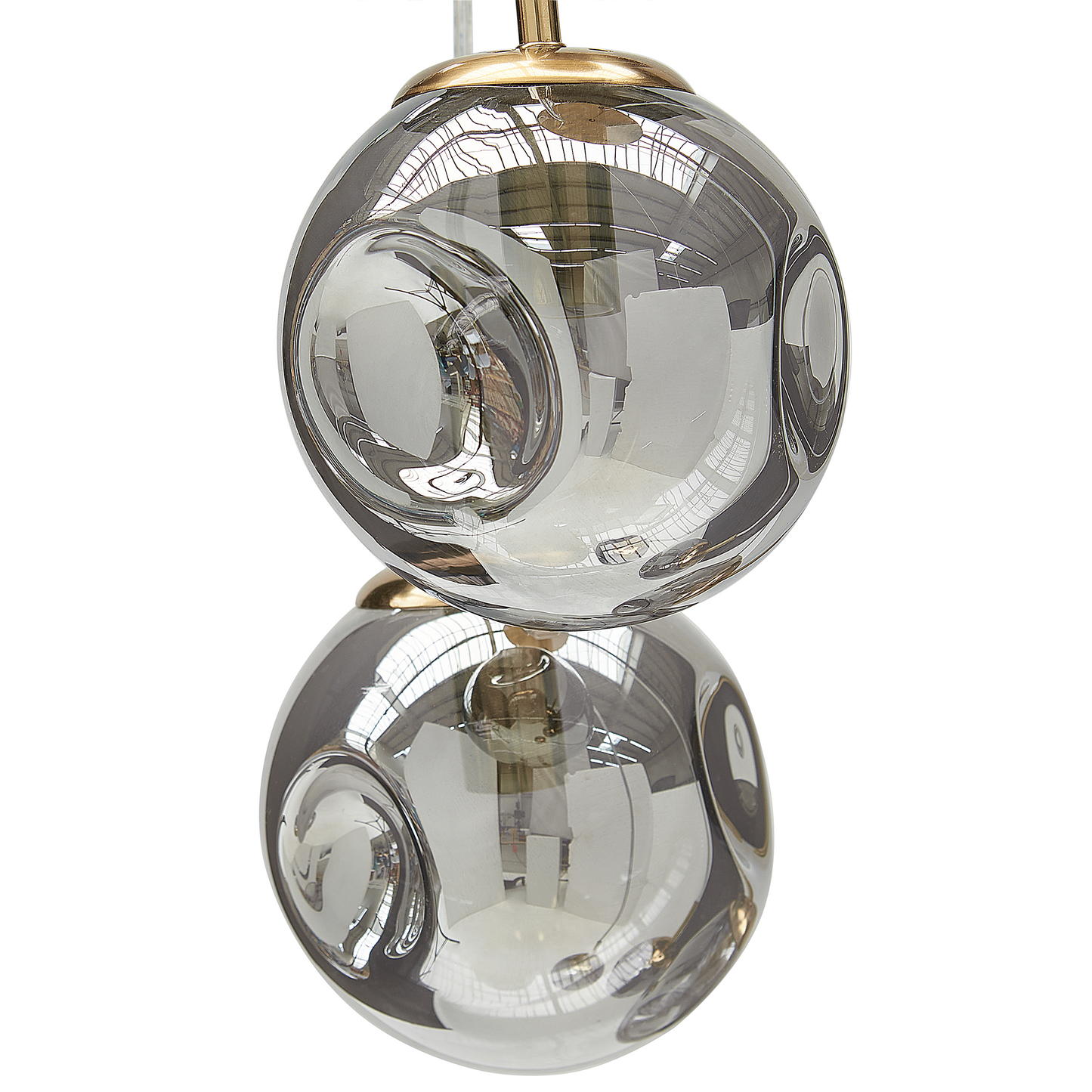 Bea 5 Light Pendant Lamp With Transparent Glass Shades In Brass Iron Modern Design For Living Room