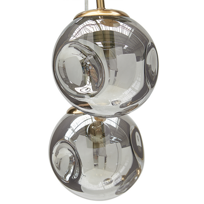 Bea 5 Light Pendant Lamp With Transparent Glass Shades In Brass Iron Modern Design For Living Room