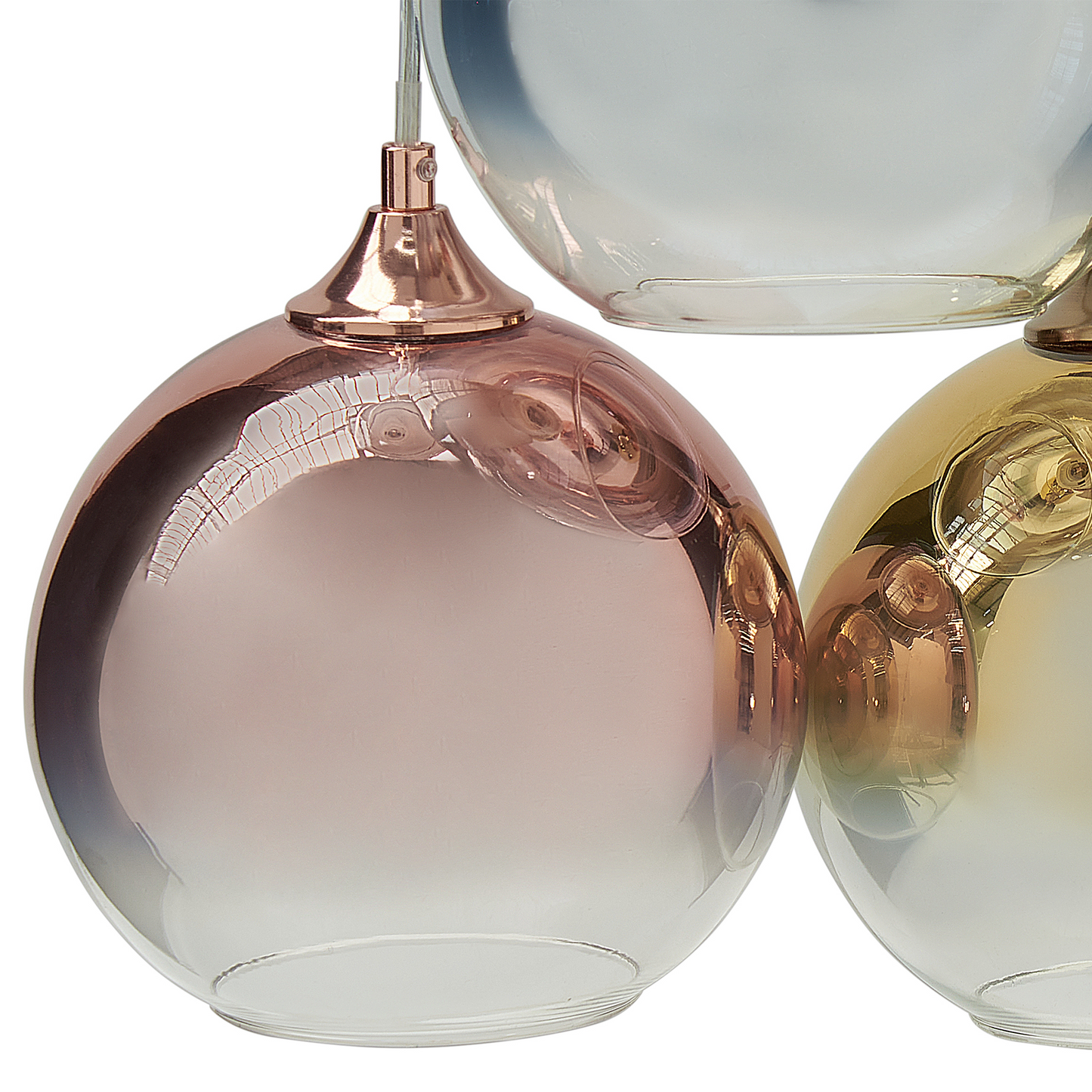 6 Light Pendant Lamp Semi Transparent Brass Glass Shades