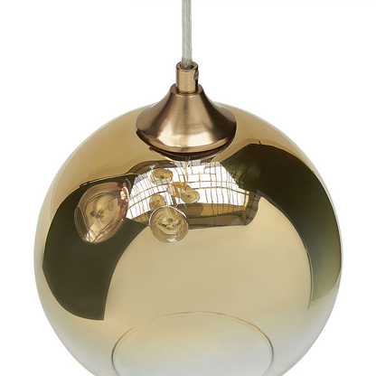 6 Light Pendant Lamp Semi Transparent Brass Glass Shades