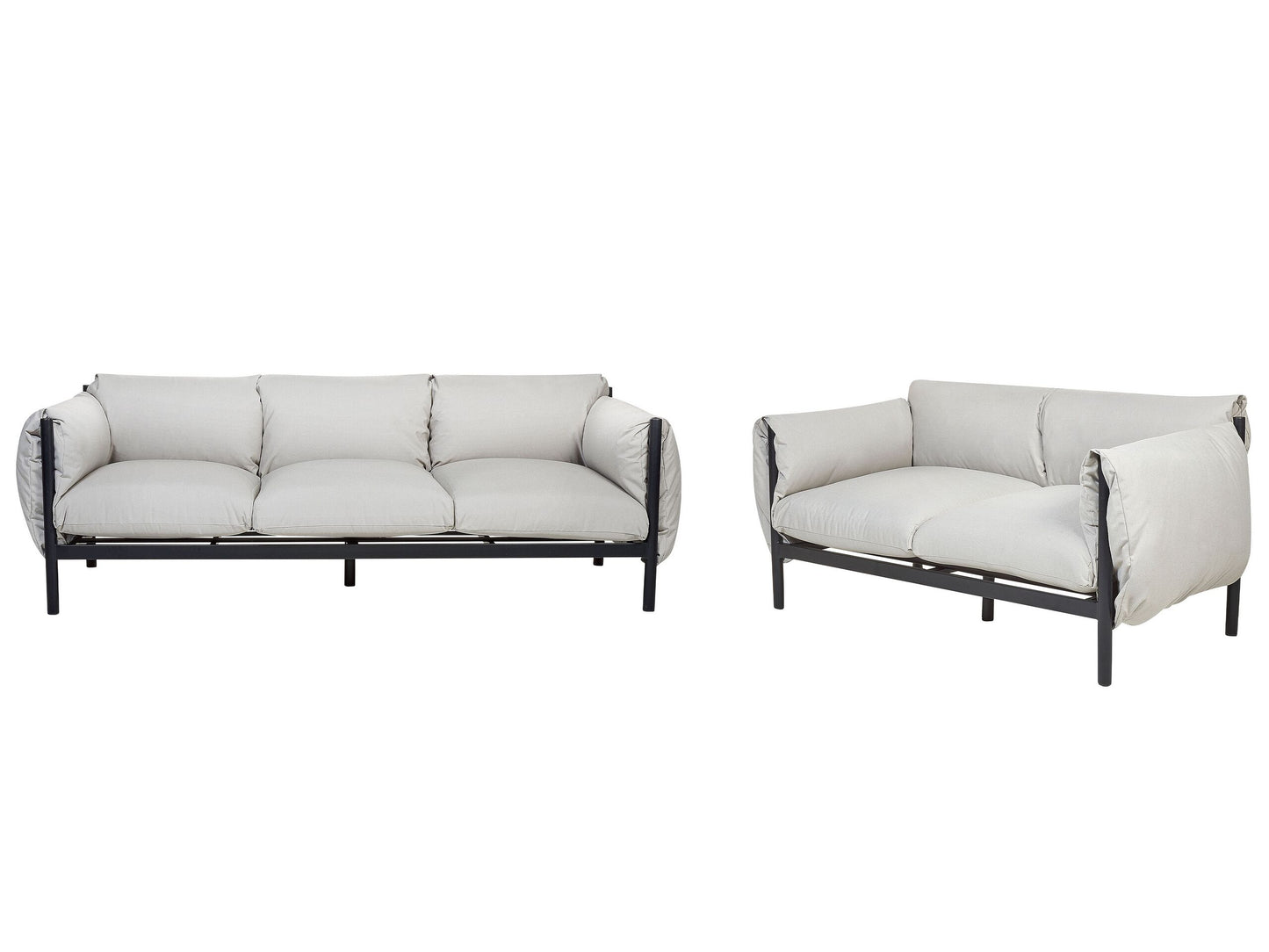 Five Seater Garden Sofa Set Grey Cushions Water Repellent