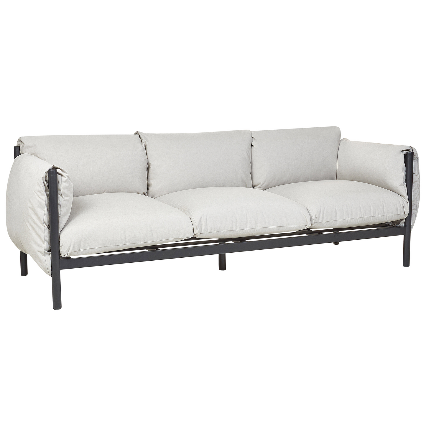 Aluminium Garden 3 Seater Sofa Set With Armchairs Black Frame
