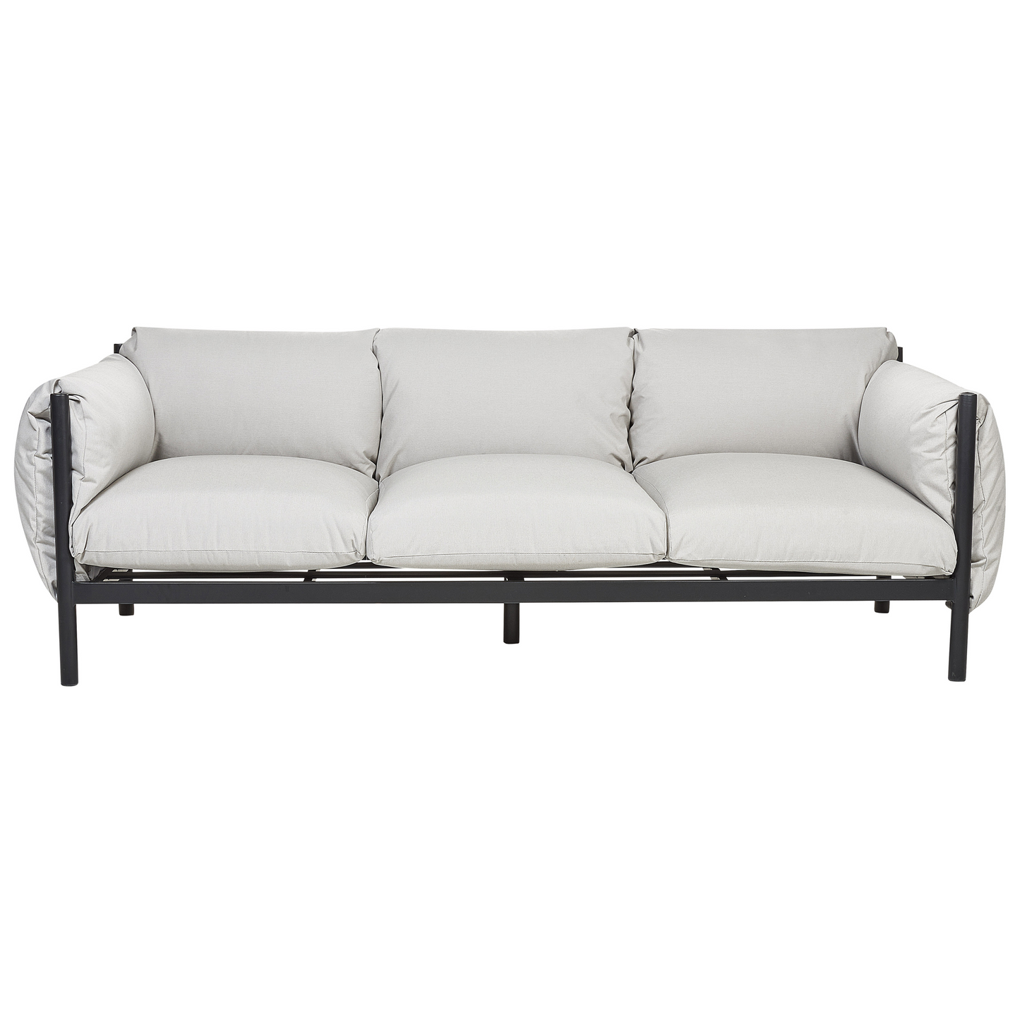 Aluminium Garden 3 Seater Sofa Set With Armchairs Black Frame