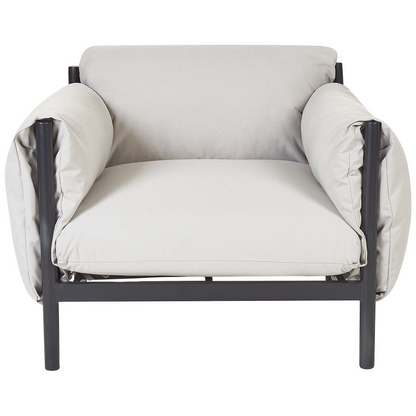 Aluminium Garden 3 Seater Sofa Set With Armchairs Black Frame