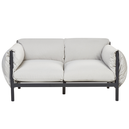 Aluminium Garden Set 2 Seater Sofa Armchairs Black Frame Cushions