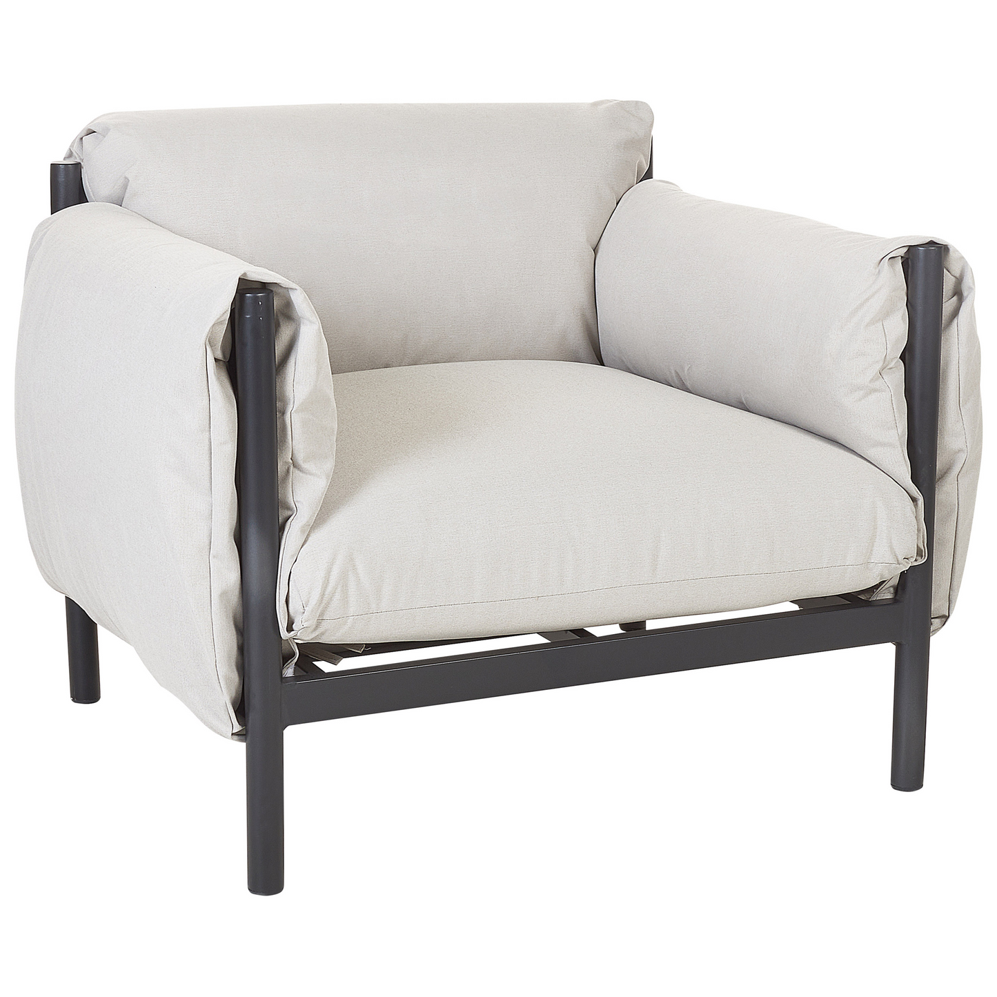 Aluminium Garden Set 2 Seater Sofa Armchairs Black Frame Cushions