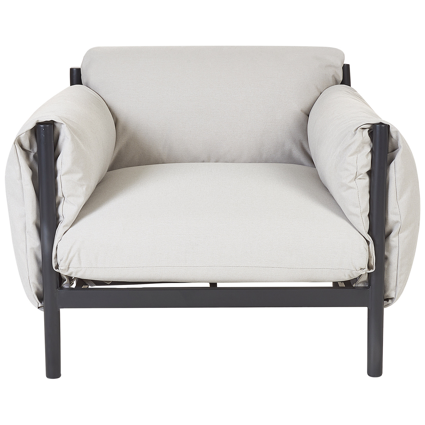 Aluminium Garden Set 2 Seater Sofa Armchairs Black Frame Cushions
