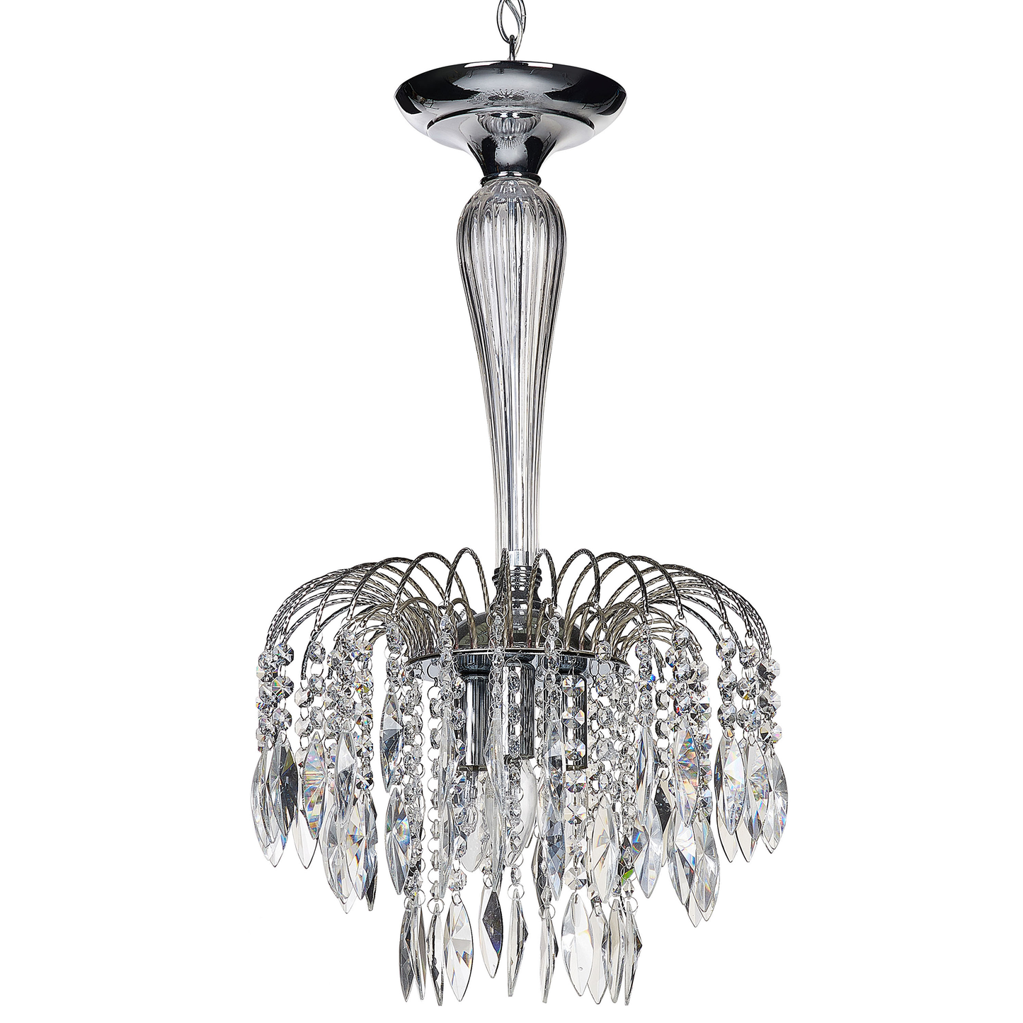 Silver Glass Crystals 3 Light Vintage Chandelier