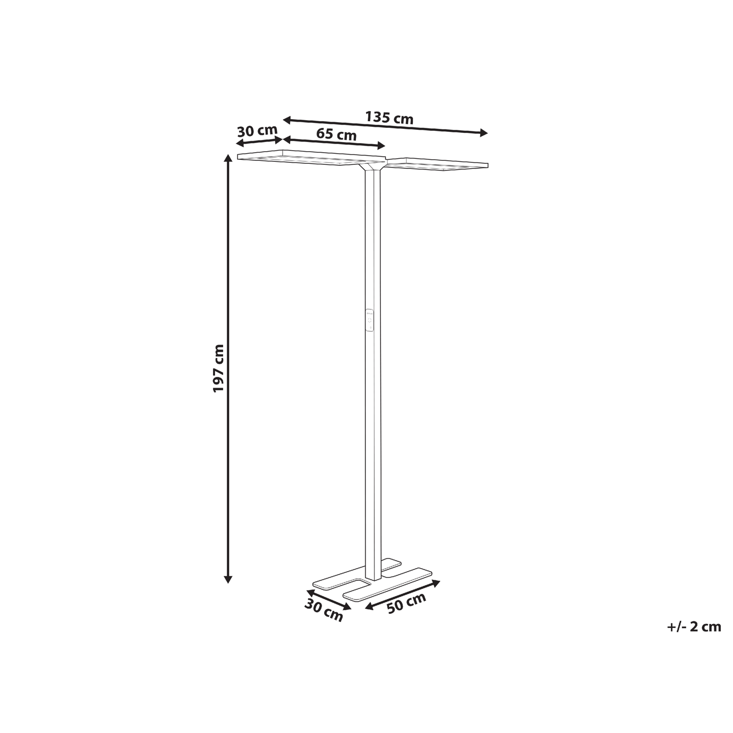 Floor LED Lamp Black Aluminum 196cm Touch Dimming Sensor
