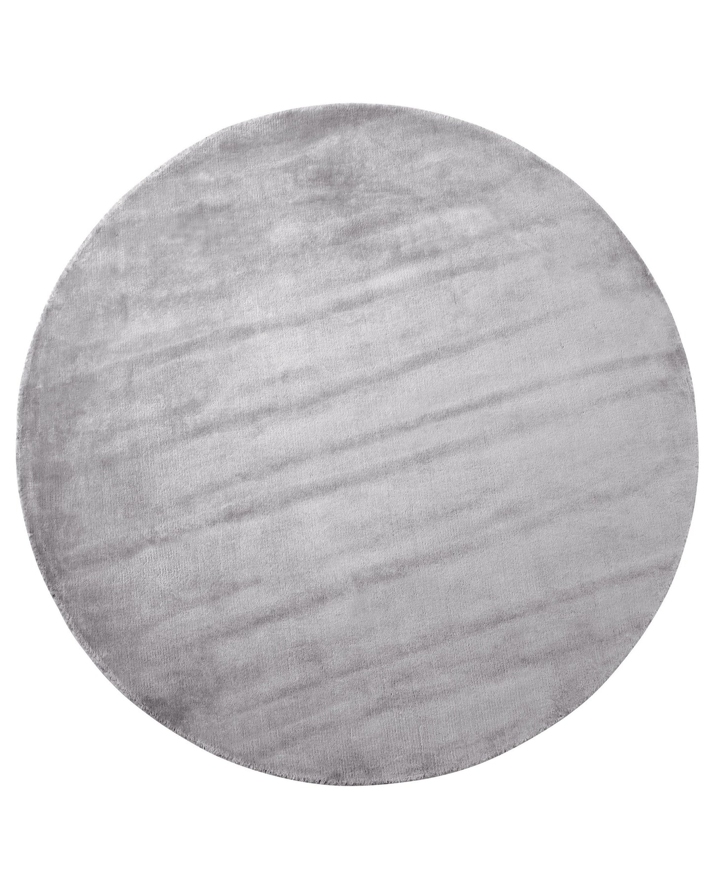 Light Grey Round Viscose Rug 140cm Hand Tufted