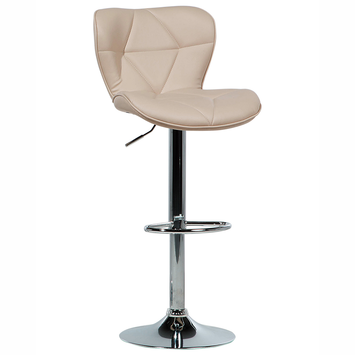 Living Set of 2 Beige Faux Leather Swivel Adjustable Bar Stools