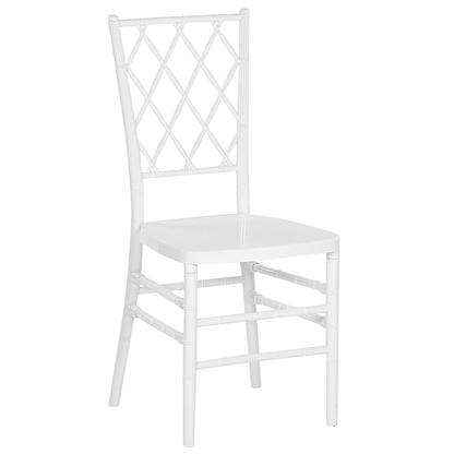 Set Of 2 White Synthetic Dining Chairs With Slatted Back Armless Vintage Modern Design