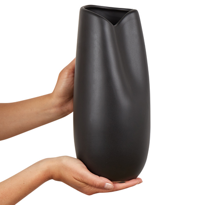 Decorative Table Vase Black 32cm Stoneware
