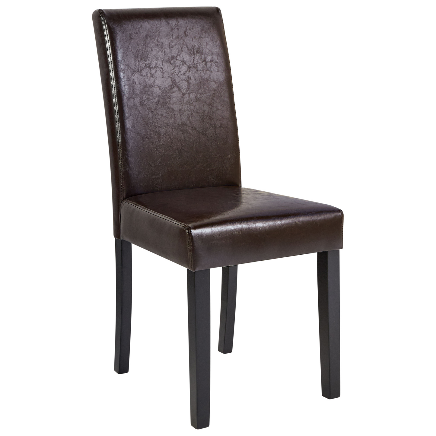 Living 2 Dining Chairs Brown Faux Leather With Wooden Legs