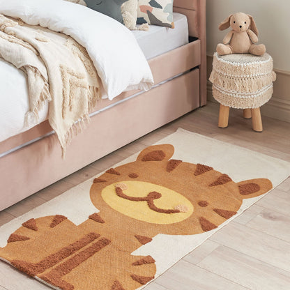 Tiger Print Kids Rug Multicolor 80 x 150cm Low Pile Playroom