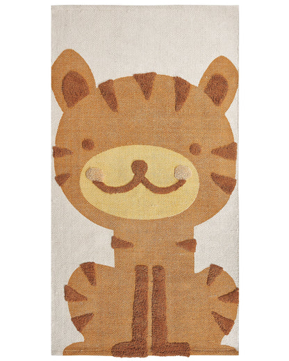 Tiger Print Kids Rug Multicolor 80 x 150cm Low Pile Playroom