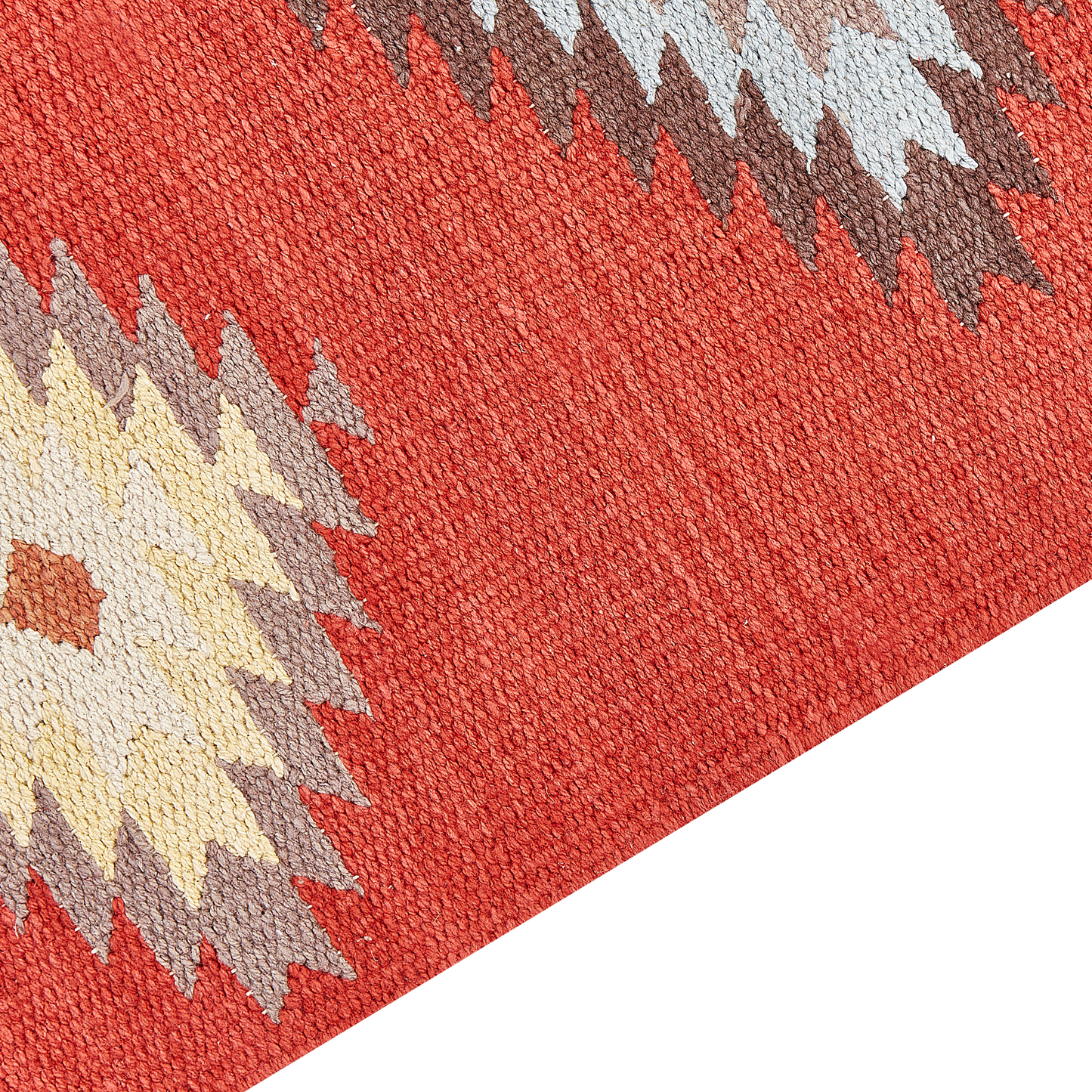 Kilim Multicolour Handwoven Cotton Runner Rug 80 x 300cm Low Pile Geometric Traditional Rectangular