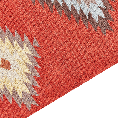 Kilim Multicolour Handwoven Cotton Runner Rug 80 x 300cm Low Pile Geometric Traditional Rectangular
