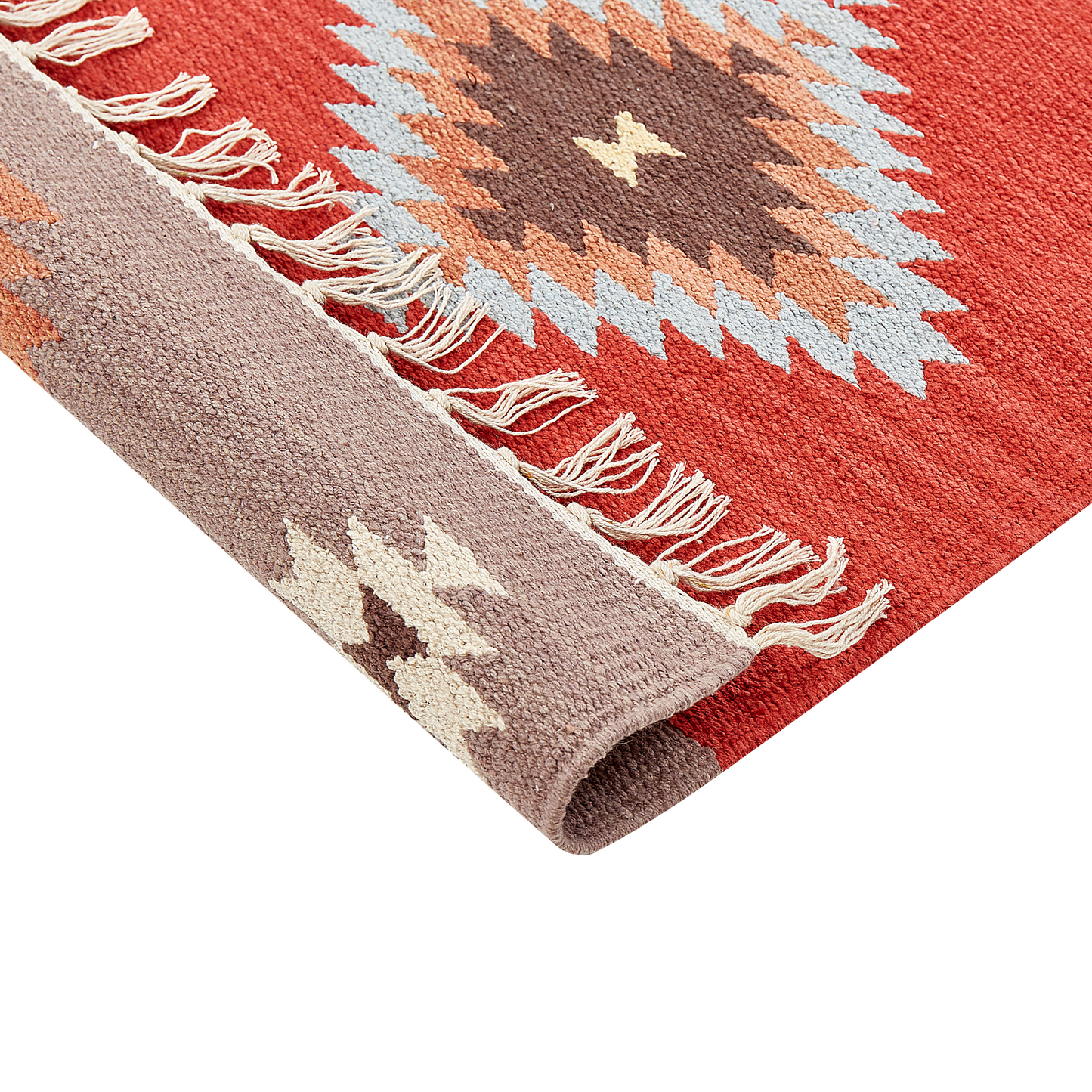 Kilim Multicolour Handwoven Cotton Runner Rug 80 x 300cm Low Pile Geometric Traditional Rectangular
