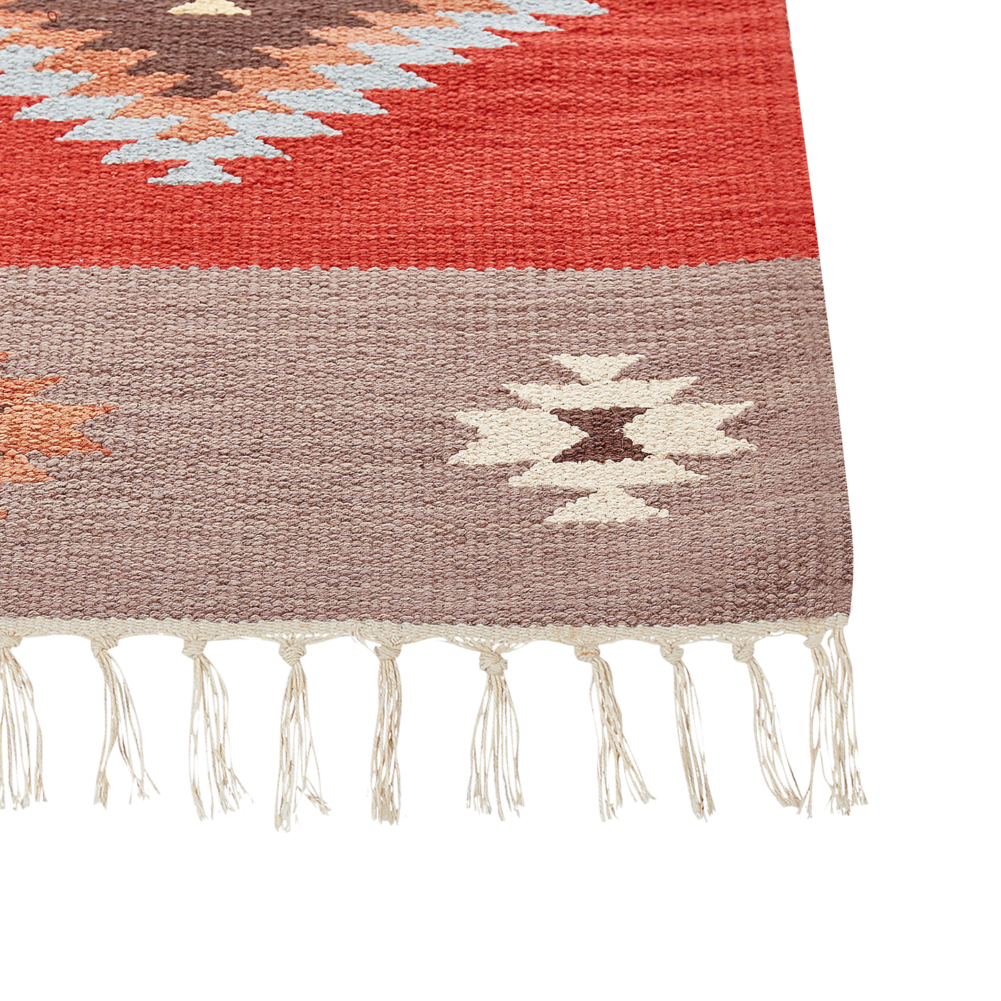Kilim Multicolour Handwoven Cotton Runner Rug 80 x 300cm Low Pile Geometric Traditional Rectangular