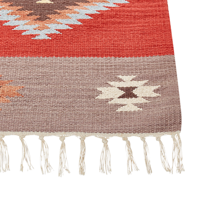 Kilim Multicolour Handwoven Cotton Runner Rug 80 x 300cm Low Pile Geometric Traditional Rectangular