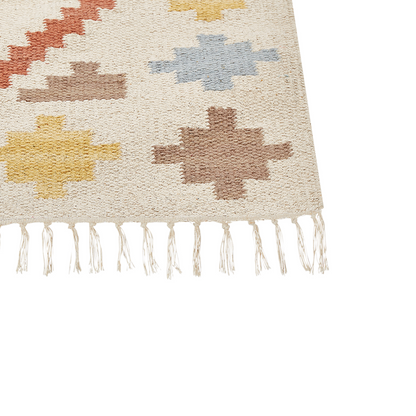 Kilim Cotton Area Rug Multicolor 80 x 150 Rectangular Low Pile Tassels