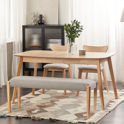 Hallway Bench Light Wood Grey Upholstered Seat Polyester Cushion Retro Rectangular