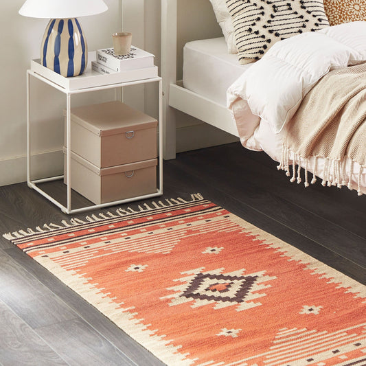 Kilim Multicolour Cotton Area Rug 80 x 150cm Reversible Geometric