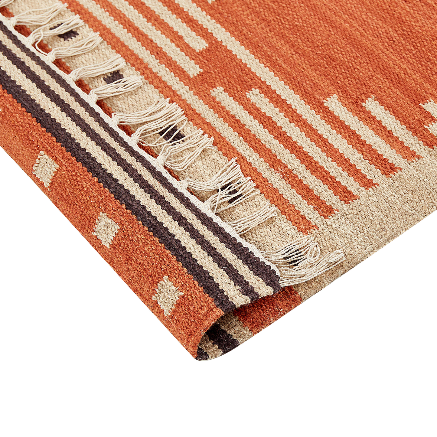 Kilim Multicolour Cotton Area Rug 80 x 150cm Reversible Geometric