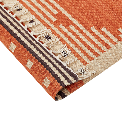 Kilim Multicolour Cotton Area Rug 80 x 150cm Reversible Geometric