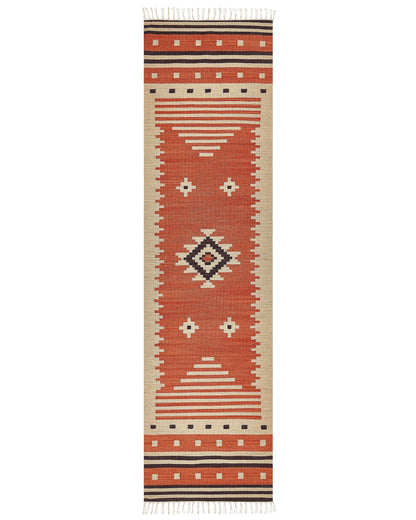 Kilim Runner Rug Multicolour Cotton 80 x 300cm Reversible