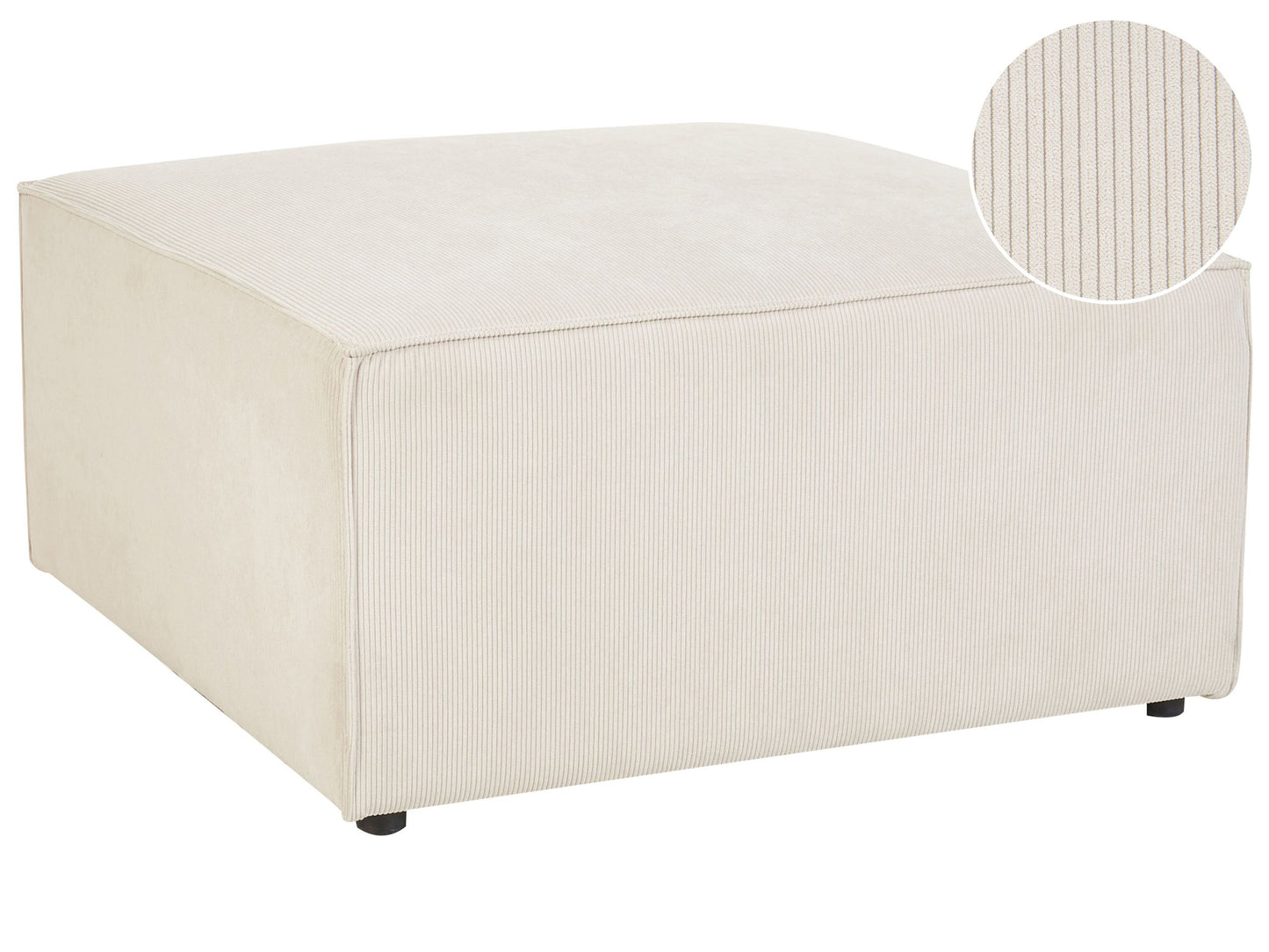 Beige Corduroy Ribbed Square Ottoman Footstool Modern Design