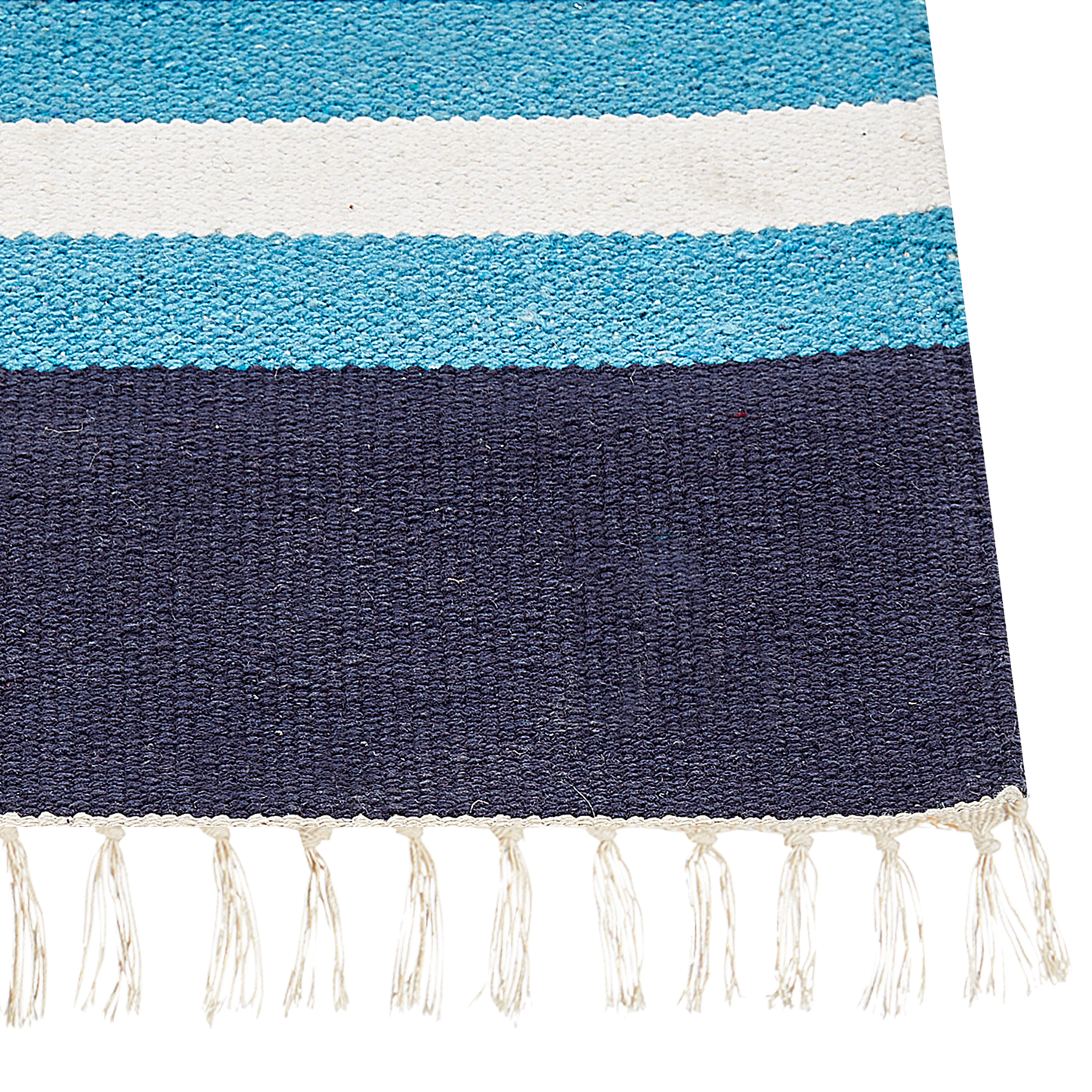 Kilim Runner Rug Multicolour Cotton 80 x 300cm Handwoven Reversible Flat Weave With Tassels Hallway